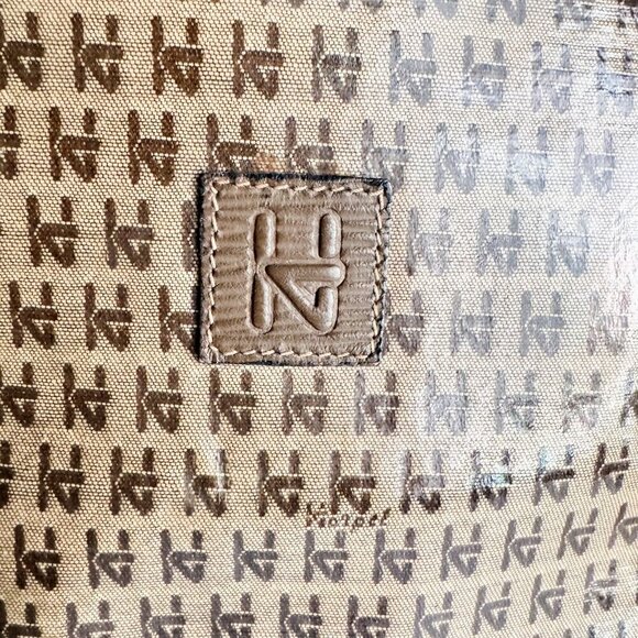 Vintage Harpel Florance Monogram Print Fold Over Clutch to Shopper Bag - Picture 7 of 10